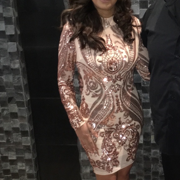 Elegant sequins long sleeve dress - Picture 5 of 7